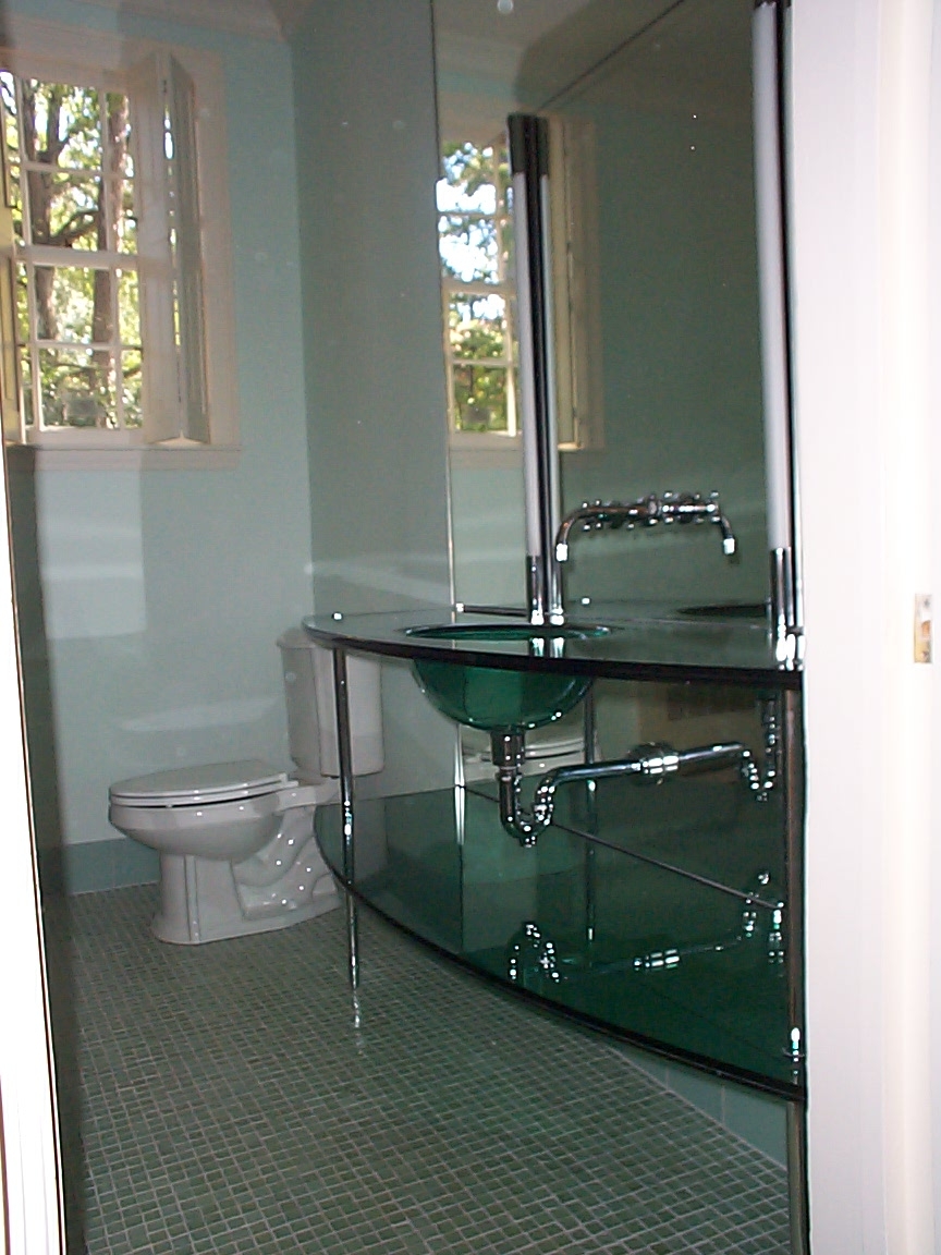 Glass sink and mirror